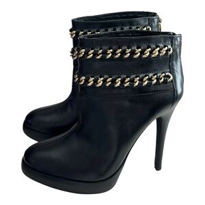 Tory Burch Black Boots with Gold Chain Accent